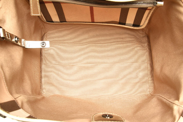 バーバリー ノバチェック ベージュ PVC トートバッグ レディース BURBERRY 中古