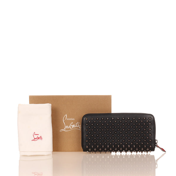 クリスチャンルブタン パネトーネ スパイク スタッズ 1166065 ブラック カーフ ラウンドファスナー 長財布 レディース Christian Louboutin 【中古】