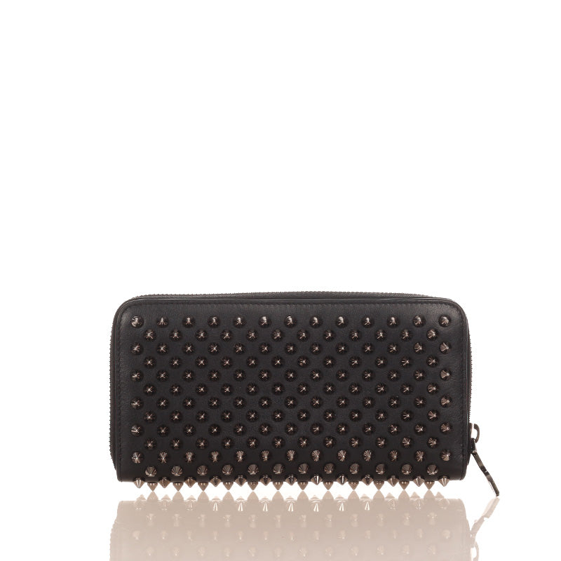 クリスチャンルブタン パネトーネ スパイク スタッズ 1166065 ブラック カーフ ラウンドファスナー 長財布 レディース Christian Louboutin 【中古】