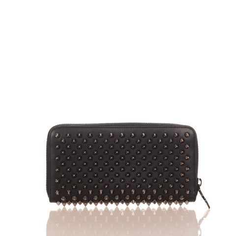 クリスチャンルブタン パネトーネ スパイク スタッズ 1166065 ブラック カーフ ラウンドファスナー 長財布 レディース Christian Louboutin 【中古】