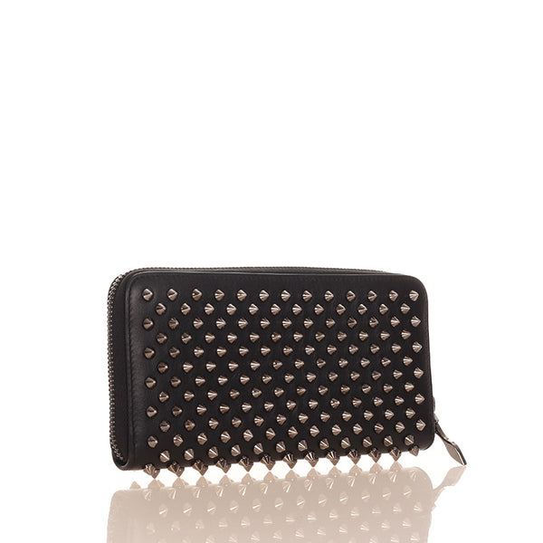 クリスチャンルブタン パネトーネ スパイク スタッズ 1166065 ブラック カーフ ラウンドファスナー 長財布 レディース Christian Louboutin 【中古】