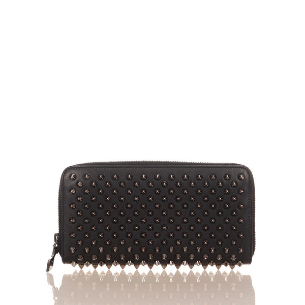 クリスチャンルブタン パネトーネ スパイク スタッズ 1166065 ブラック カーフ ラウンドファスナー 長財布 レディース Christian Louboutin 【中古】