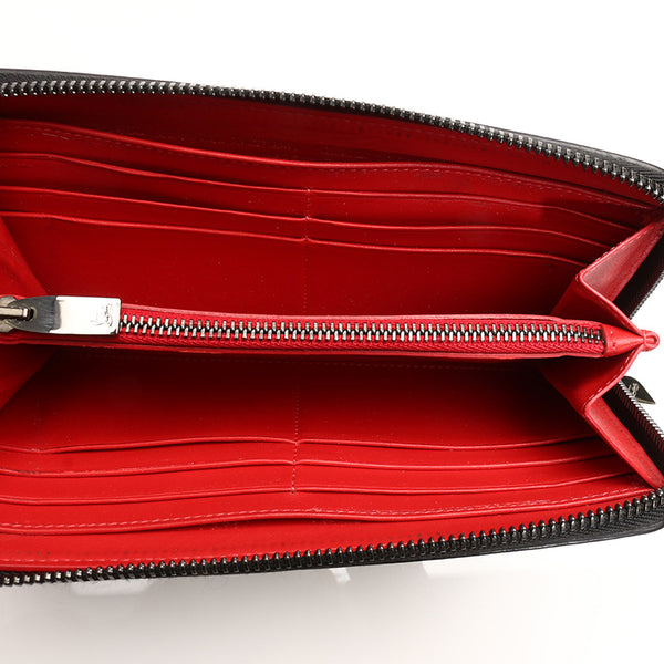 クリスチャンルブタン パネトーネ スパイク スタッズ 1166065 ブラック カーフ ラウンドファスナー 長財布 レディース Christian Louboutin 【中古】