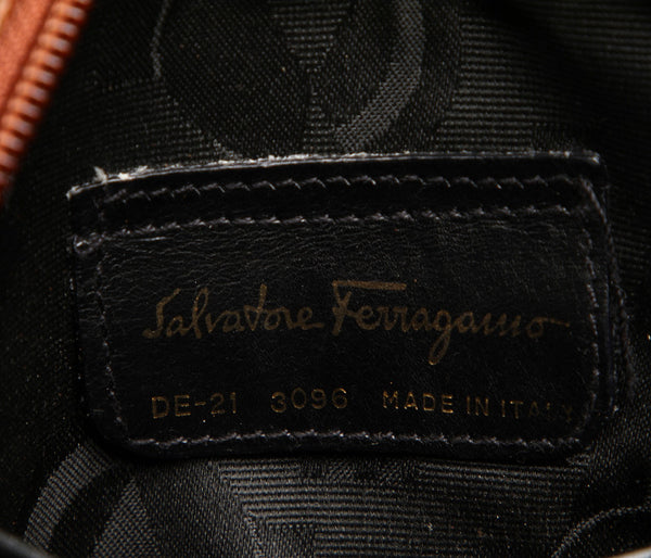 サルヴァトーレフェラガモ DE-21 3096 ブラウン 茶 レザー ショルダーバッグ Salvatore Ferragamo レディース 中古