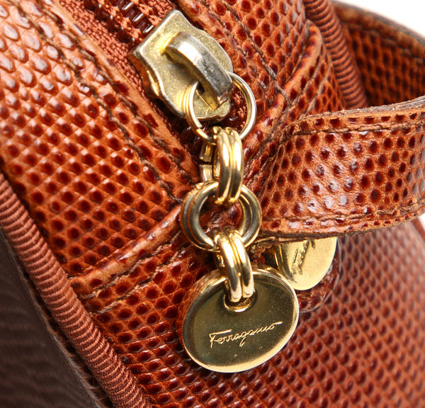 サルヴァトーレフェラガモ DE-21 3096 ブラウン 茶 レザー ショルダーバッグ Salvatore Ferragamo レディース 中古