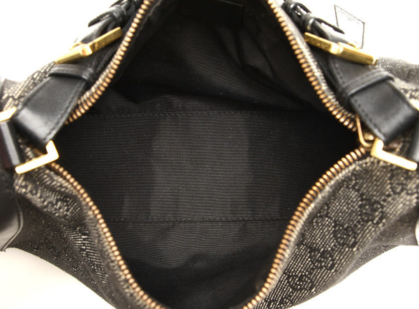 グッチ GGキャンバス 92706 ブラック 黒 キャンバス レザー ショルダーバッグ レディース GUCCI 中古