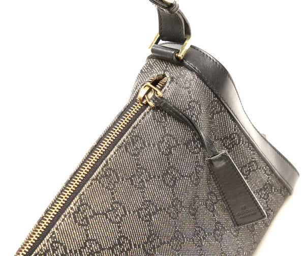 グッチ GGキャンバス 92706 ブラック 黒 キャンバス レザー ショルダーバッグ レディース GUCCI 中古