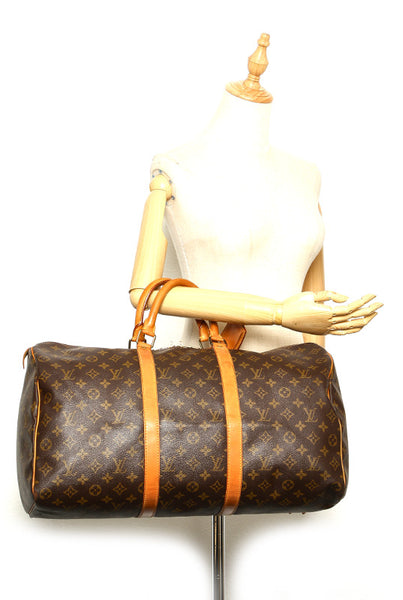 ルイ ヴィトン モノグラム キーポル50 M41426 ブラウン 茶 PVC レザー ボストンバッグ ユニセックス LOUIS VUITTON 中古