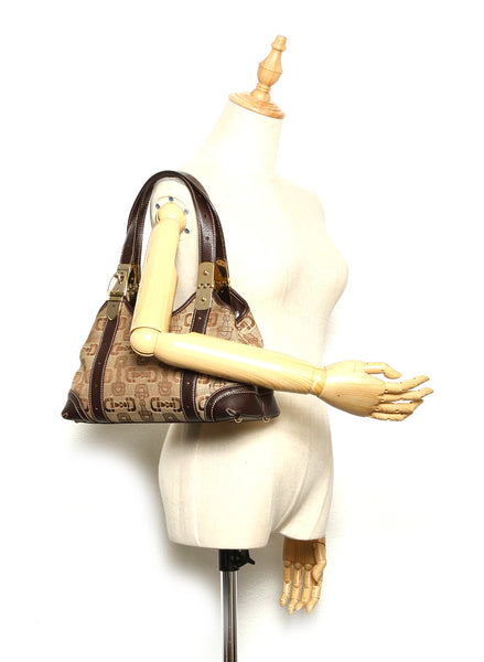 グッチ 145761 ブラウン キャンバス レザー トートバッグ レディース GUCCI 中古