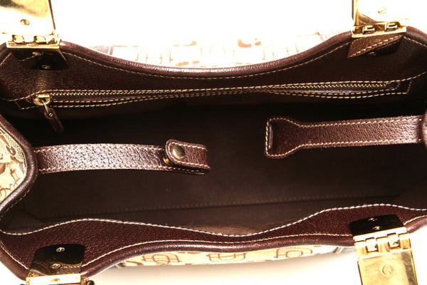 グッチ 145761 ブラウン キャンバス レザー トートバッグ レディース GUCCI 中古