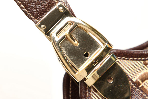 グッチ 145761 ブラウン キャンバス レザー トートバッグ レディース GUCCI 中古