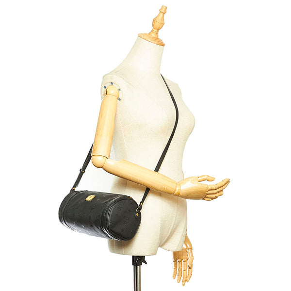 エム シー エム ブラック PVC レザー 斜め掛け ショルダーバッグ レディース MCM 中古