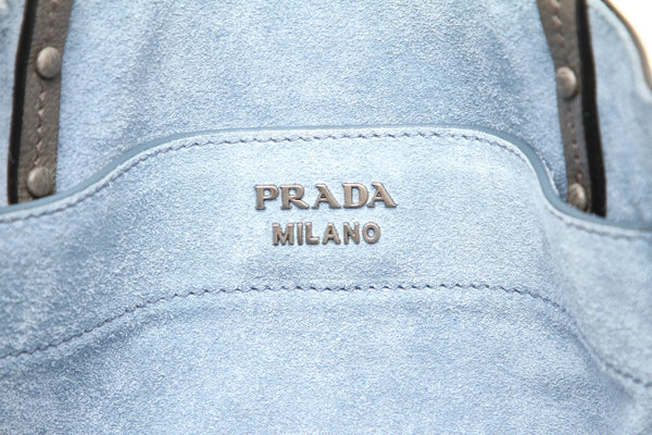 プラダ エティケット 1BG122 グレー レザー トートバッグ レディース PRADA 中古