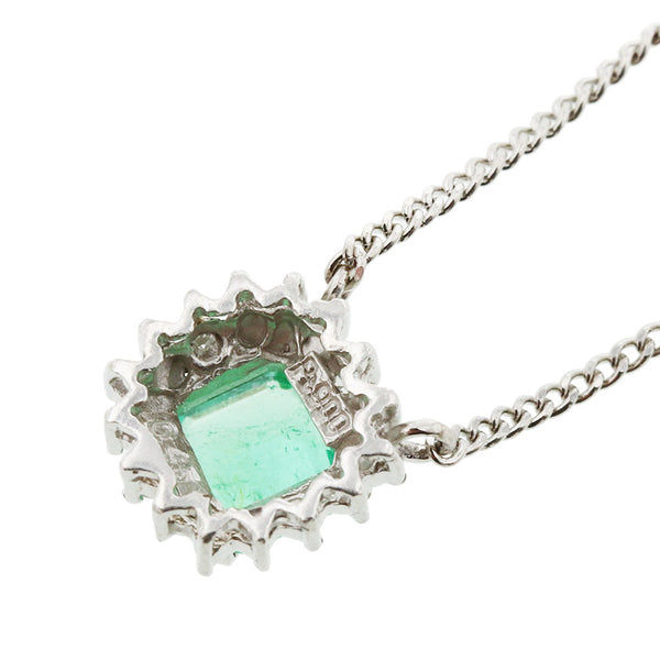 Pt900 プラチナ Pt850 プラチナ エメラルド0.45ct ダイヤ ネックレス レディース 【中古】