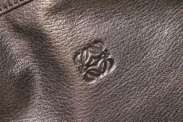 ロエベ アナグラム グレー レザー ハンドバッグ ショルダーバッグ 2WAY レディース LOEWE 中古