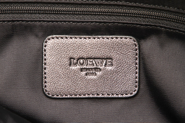 ロエベ アナグラム グレー レザー ハンドバッグ ショルダーバッグ 2WAY レディース LOEWE 中古