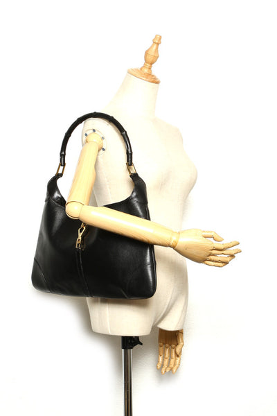 グッチ バンブー 001・4061 ブラック 黒 レザー ショルダーバッグ レディース GUCCI 中古