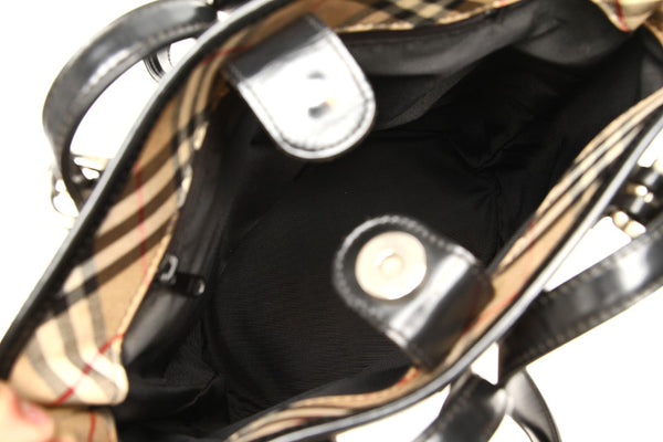 バーバリー ノバチェック ベージュ キャンバス ハンドバッグ  BURBERRY 中古
