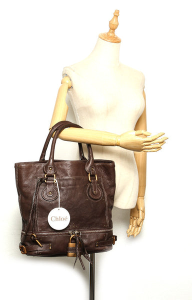 クロエ パディントン ブラウン 茶 レザー トートバッグ レディース Chloe 中古