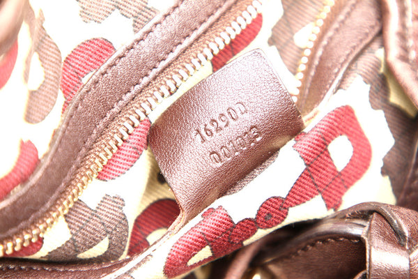 グッチ グッチシマ 162900 ブラウン 茶 レザー ショルダーバッグ レディース GUCCI 中古