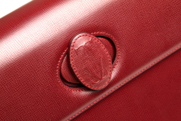 カルティエ マスト ワインレッド レザー ハンドバッグ レディース CARTIER 中古