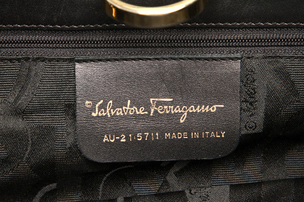 サルヴァトーレフェラガモ AU-21 5711 ブラック イエロー ナイロン レザー 肩掛け ショルダーバッグ レディース Salvatore Ferragamo 中古