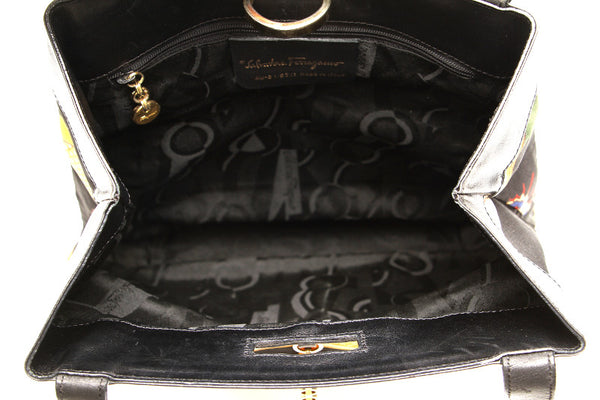 サルヴァトーレフェラガモ AU-21 5711 ブラック イエロー ナイロン レザー 肩掛け ショルダーバッグ レディース Salvatore Ferragamo 中古