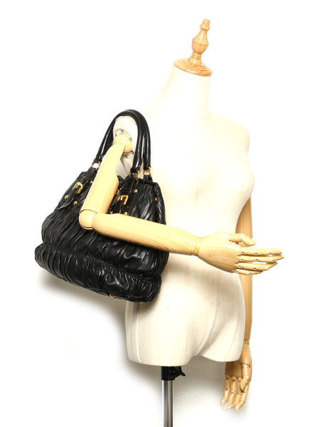プラダ ナッパ ブラック 黒 レザー ハンドバッグ レディース PRADA 中古