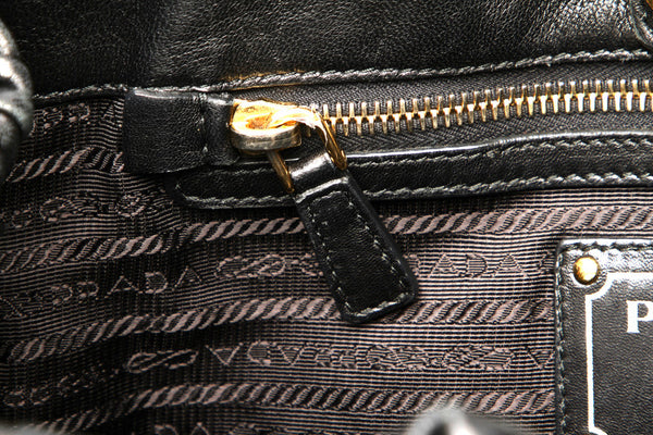 プラダ ナッパ ブラック 黒 レザー ハンドバッグ レディース PRADA 中古