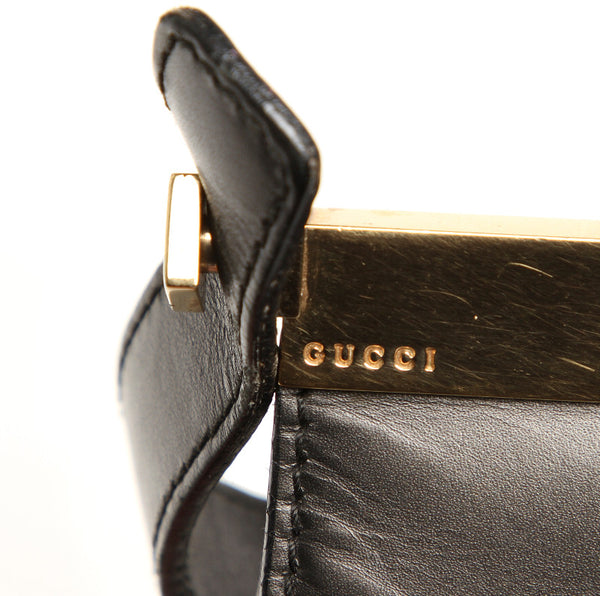 グッチ 001・2058 ブラック 黒 レザー ハンドバッグ GUCCI レディース 中古