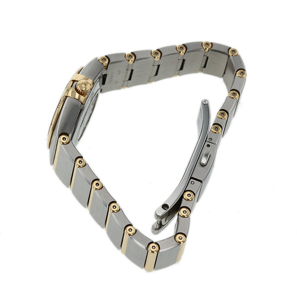 オメガ コンステレーション マンハッタン ブラッシュ 腕時計 131.20.25.60.55.001 クオーツ ホワイトシェル文字盤 ステンレススチール K18YG イエローゴールド ダイヤモンド レディース OMEGA 【中古】