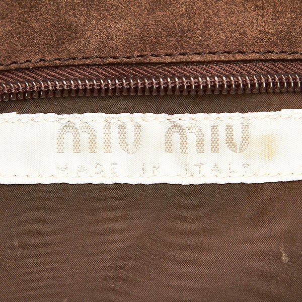 ミュウミュウ ブラウン オレンジ スウェード キャンバス ウエストバッグ レディース MIUMIU 中古