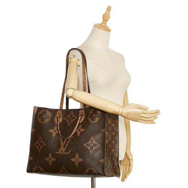 ルイ ヴィトン モノグラム オンザゴー GM ハンドバッグ ショルダーバッグ 2WAY M44576 ブラウン PVC レザー レディース LOUIS VUITTON 【中古】