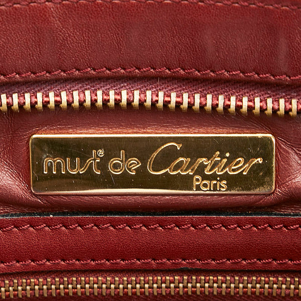 カルティエ マスト 斜め掛け ショルダーバッグ ワインレッド レザー レディース CARTIER 【中古】