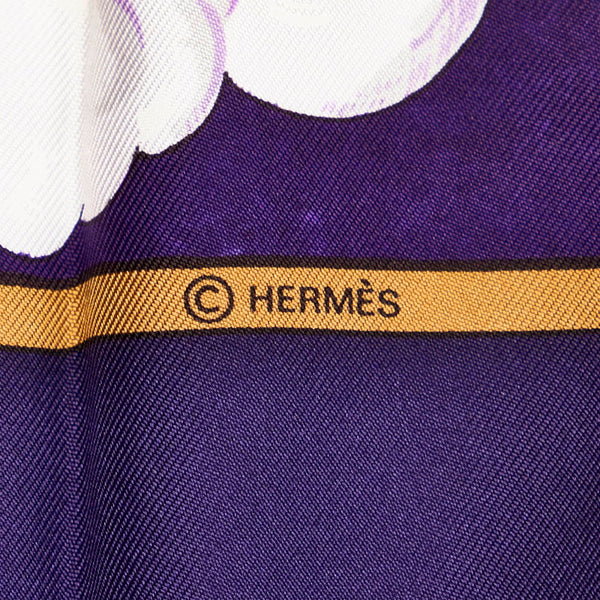エルメス カレ90 COSMOS 宇宙観 スカーフ パープル ネイビー シルク レディース HERMES 【中古】