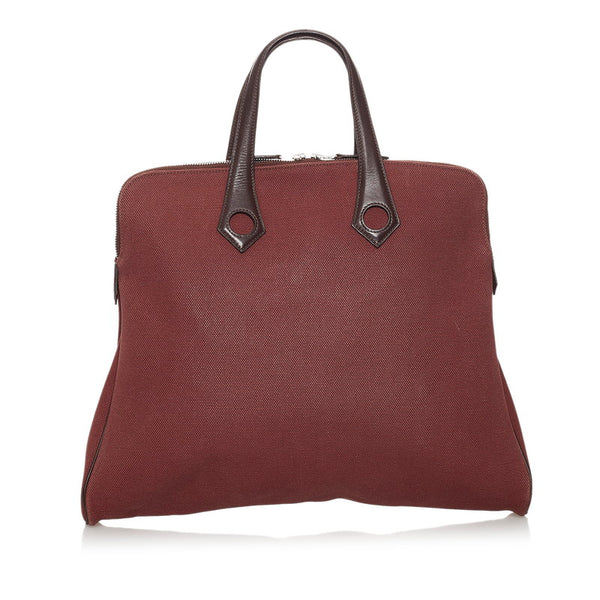 エルメス サックイブーMM ハンドバッグ ブラウン トワルアッシュ レザー レディース HERMES 【中古】