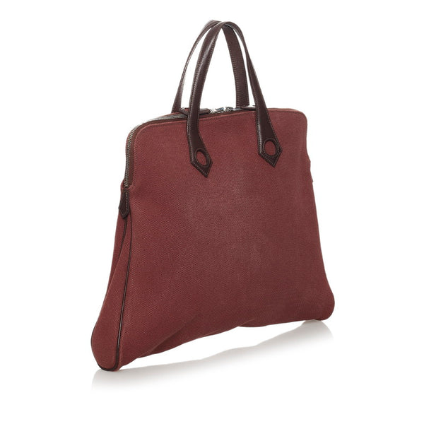 エルメス サックイブーMM ハンドバッグ ブラウン トワルアッシュ レザー レディース HERMES 【中古】
