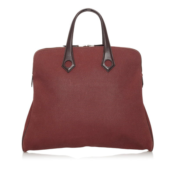 エルメス サックイブーMM ハンドバッグ ブラウン トワルアッシュ レザー レディース HERMES 【中古】
