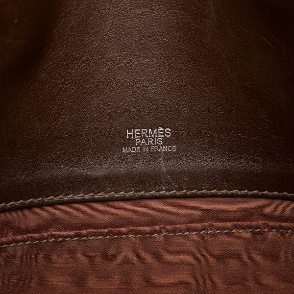 エルメス サックイブーMM ハンドバッグ ブラウン トワルアッシュ レザー レディース HERMES 【中古】