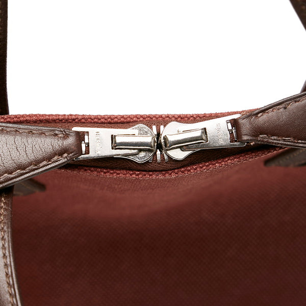 エルメス サックイブーMM ハンドバッグ ブラウン トワルアッシュ レザー レディース HERMES 【中古】