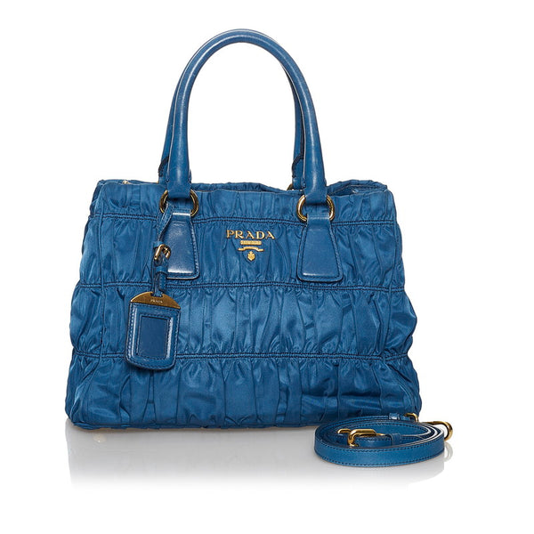 プラダ ブルー ナイロン ハンドバッグ ショルダーバッグ ２WAY レディース PRADA 【中古】