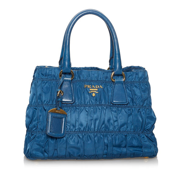 プラダ ブルー ナイロン ハンドバッグ ショルダーバッグ ２WAY レディース PRADA 【中古】