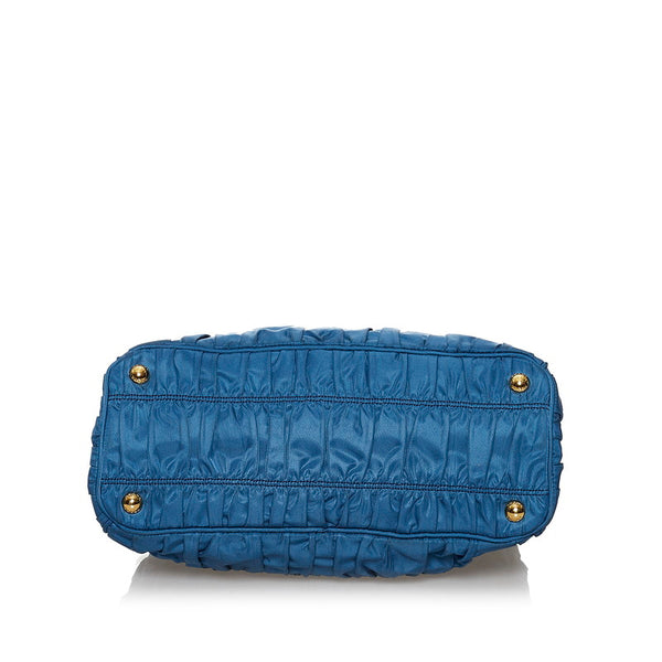 プラダ ブルー ナイロン ハンドバッグ ショルダーバッグ ２WAY レディース PRADA 【中古】