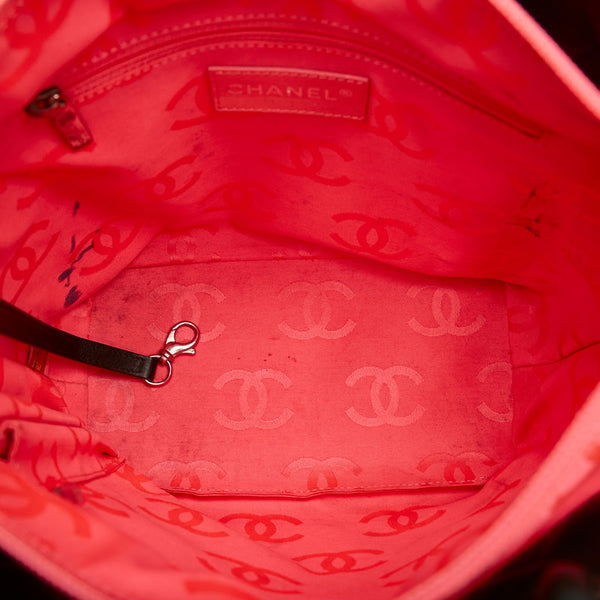 シャネル カンボンライン ココマーク ハンドバッグ ブラック ホワイト レザー レディース CHANEL 【中古】