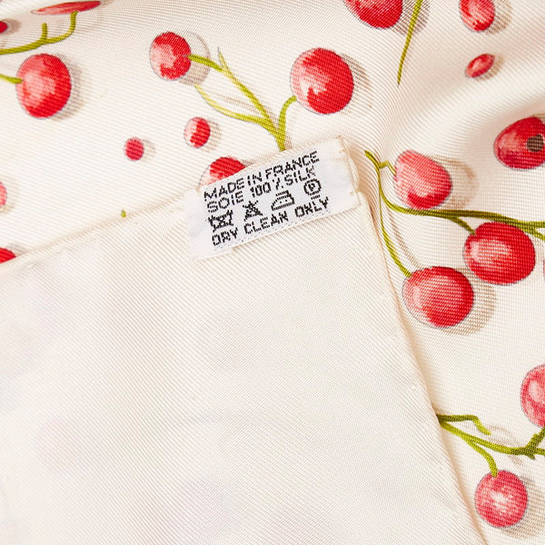 エルメス カレ90 Red berries 赤い果実 スカーフ ホワイト レッド シルク レディース HERMES 【中古】