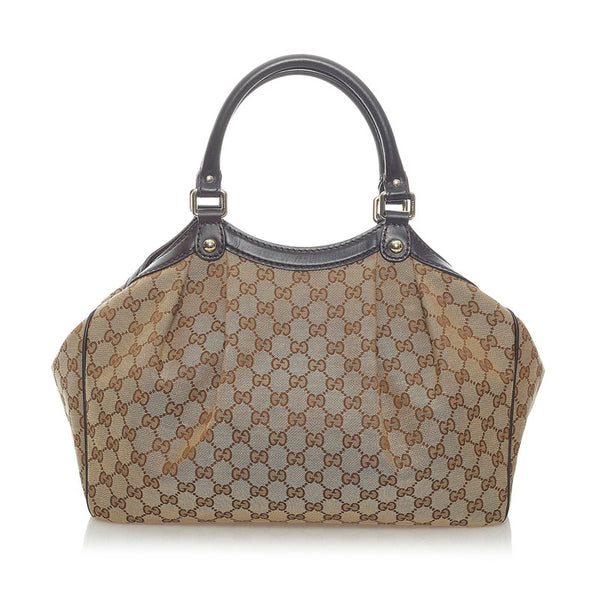 グッチ GGキャンバス スーキー トートバッグ 211944 ブラウン ベージュ キャンバス レザー レディース GUCCI 【中古】