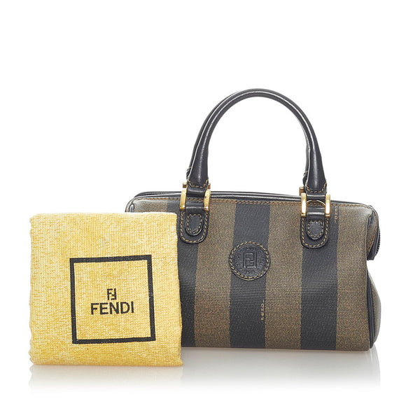 フェンディ ミニハンドバッグ ブラウン ブラック PVC レザー レディース FENDI 【中古】