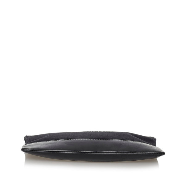 バレンシアガ ネイビークリップM クラッチバッグ 373834 ブラック キャンバス レザー メンズ BALENCIAGA 【中古】
