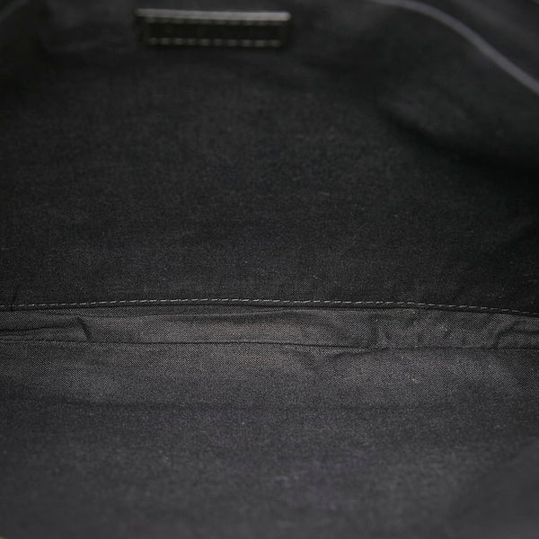 バレンシアガ ネイビークリップM クラッチバッグ 373834 ブラック キャンバス レザー メンズ BALENCIAGA 【中古】