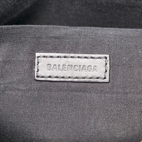 バレンシアガ ネイビークリップM クラッチバッグ 373834 ブラック キャンバス レザー メンズ BALENCIAGA 【中古】